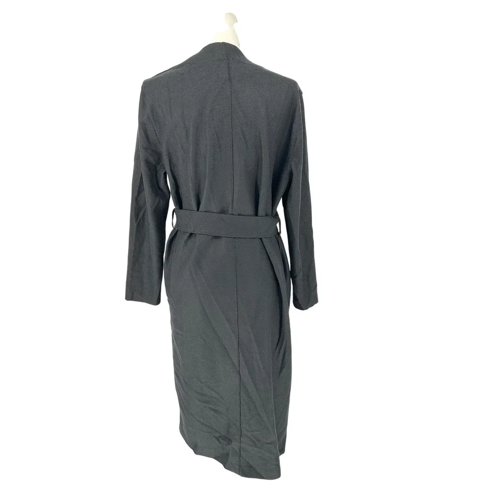 Harris Wharf‎ London Belted Wrap Coat 100% Virgin Wool IT 42 Black Minimalist